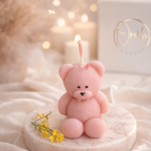 🧸 Pink Mini Teddy  Candle  Tiny. Cute. Full of Love.