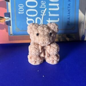 Blush Rose Brown Teddy Candle