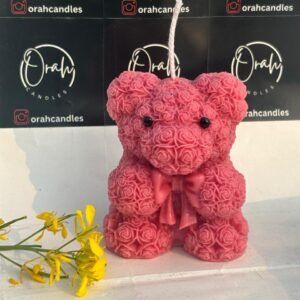Blush Rose Dark Pink Teddy Candle