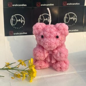 Blush Rose Pink Teddy Candle